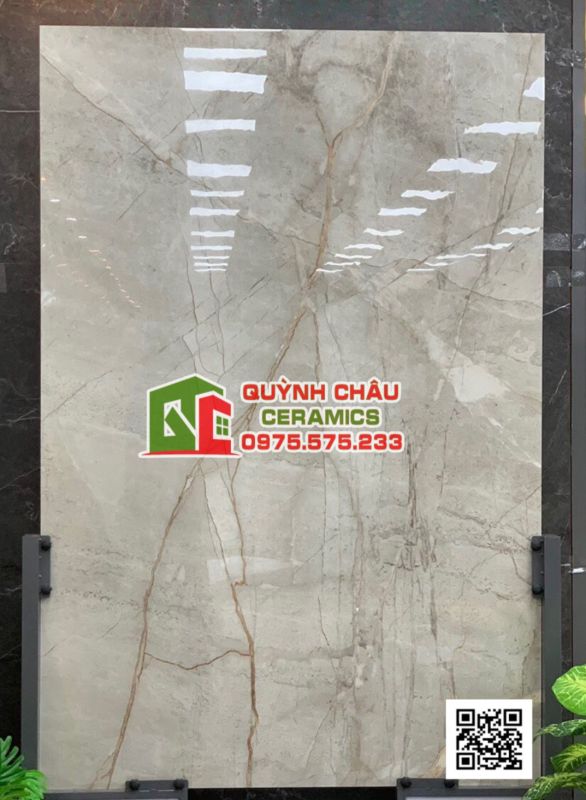 Gạch vân đá rạn 120x180 màu kem vân tự nhiên Beige Stone Crack bề mặt siêu bóng ấn độ