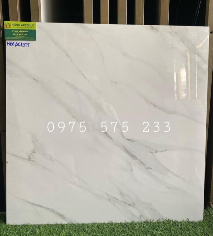 Gạch 60x60 trắng vân khói hãng ấn độ bóng kính 3874