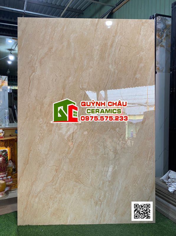 Gạch lát nền khổ lớn 120x180 vân đá màu vàng kem Diana Beige ấn độ