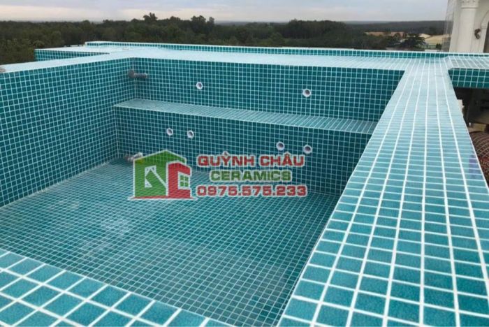 Gạch mosaic men rạn xanh ngọc