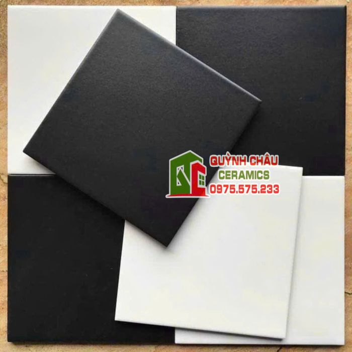 Gạch bông xám đen mờ 20x20 hình vuông đẹp