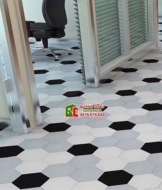 Gạch lục giác màu trắng mờ