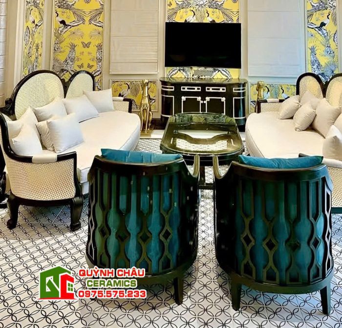 Gạch bông hoa văn 1 mẫu 20x20 lát nền đẹp