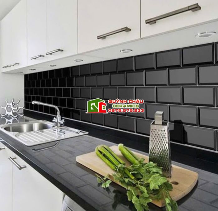 Gạch thẻ đen mờ 75x150 vát cạnh