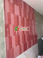 Gạch thẻ lông vũ màu hồng đậm gợn sóng