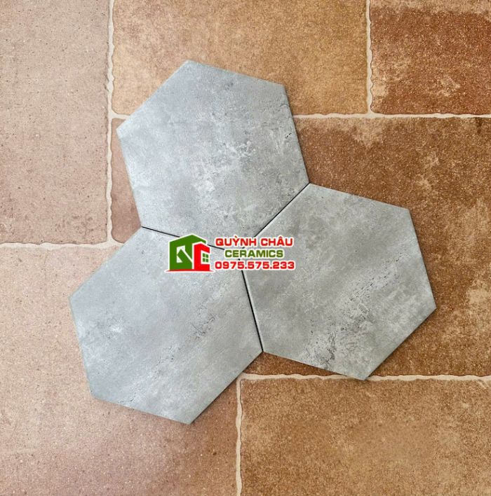 Gạch lát nền lục giác 20x23 màu vân xi măng