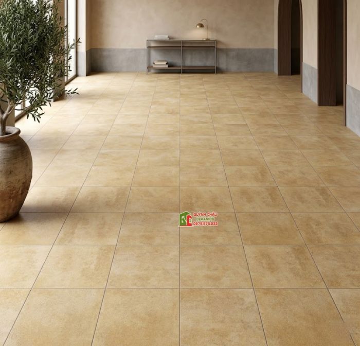 Gạch bông giả cổ 40x40 men màu vàng hiệu ứng