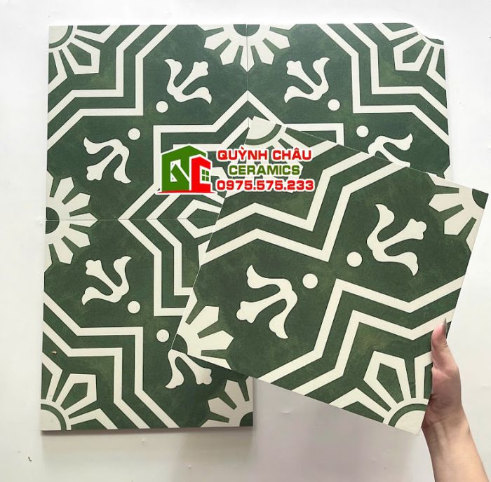 Gạch bông 30x30 hoa văn màu xanh trắng