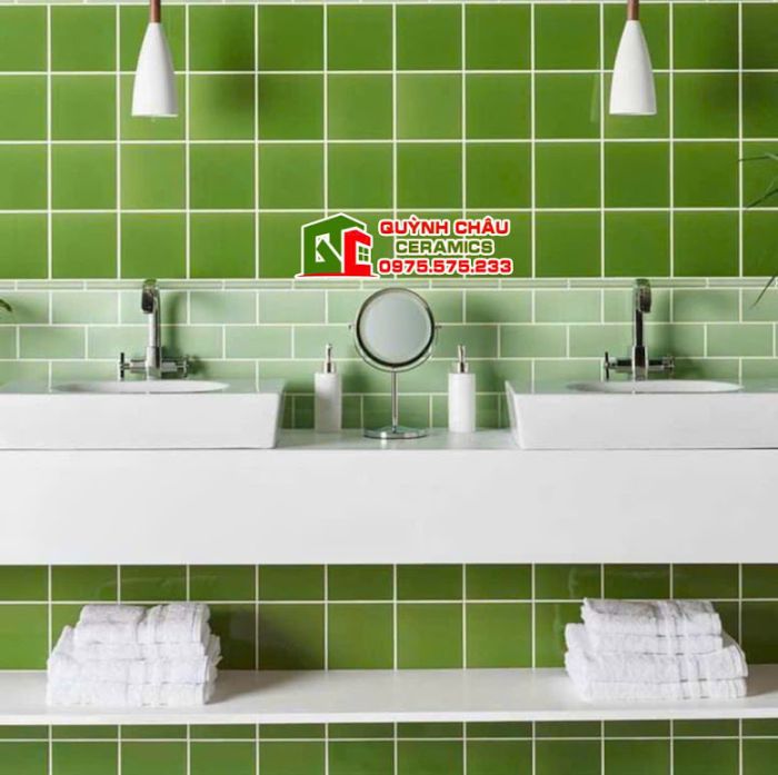 Gạch thẻ màu xanh lá 10x10 trung quốc