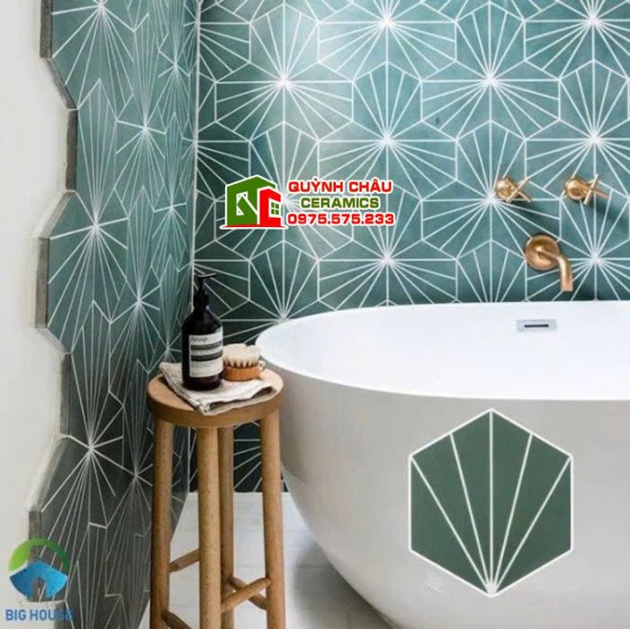 Mẫu gạch lục giác 5 tia cánh quạt đẹp
