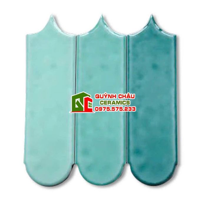 Gạch thẻ 9x30 lông vũ trang trí màu xanh đẹp