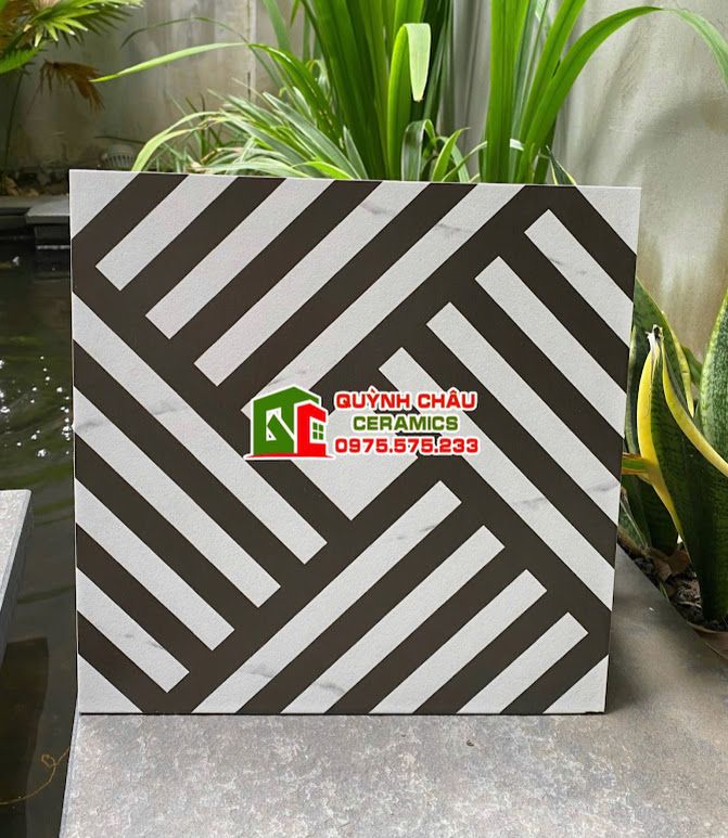 Gạch bông hoạ tiết đen trắng nổi bật 30x30 trang trí