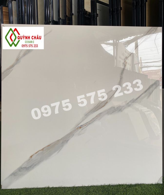 Gạch lát nền 1m x 1m bóng kiếng 100x100 trắng vân khói