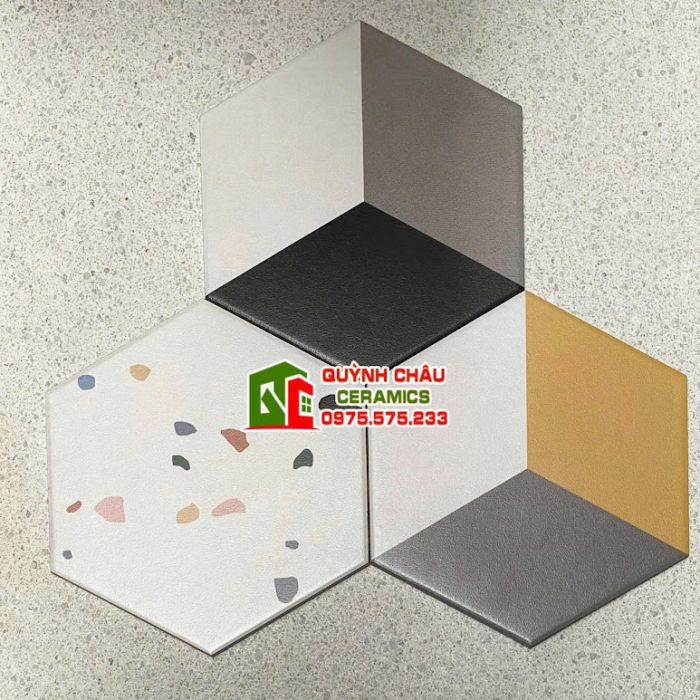 Gạch lục giác terrazzo vân đá mài