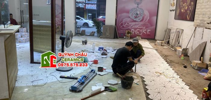 Mẫu gạch lục giác 5 tia cánh quạt đẹp