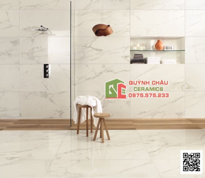 Gạch 75x150 Italia màu trắng bóng kiếng vân đá marble cao cấp
