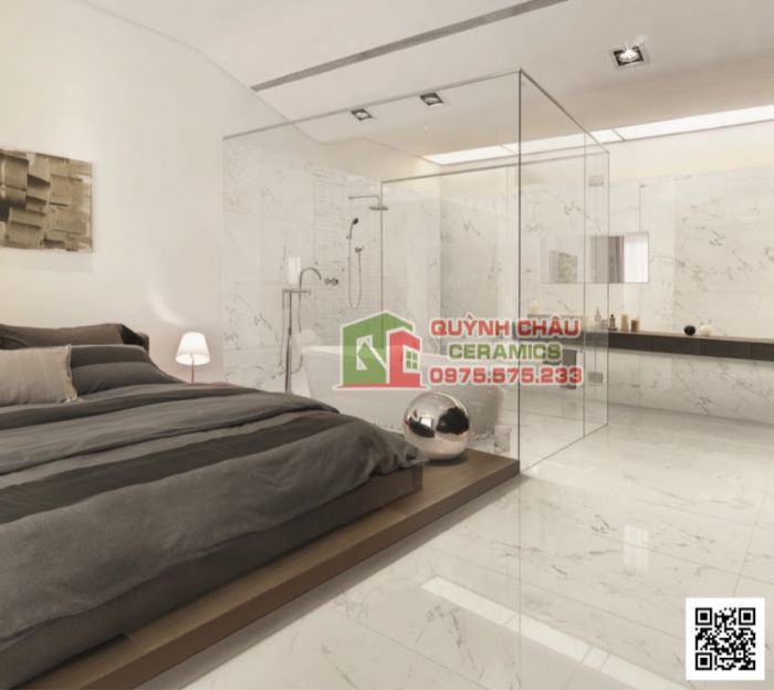 Gạch khổ lớn 75x150 Italia bóng trắng vân nhập khẩu Ý