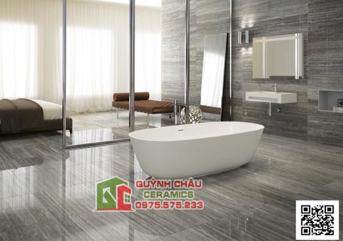 Gạch Italia 89x89 màu xám vân sọc bóng gạch Ý nhập khẩu cao cấp