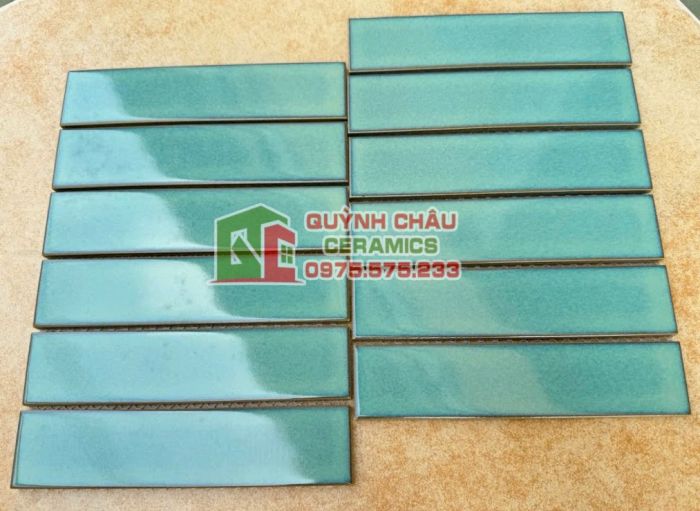 Gạch mosaic hình thẻ màu xanh