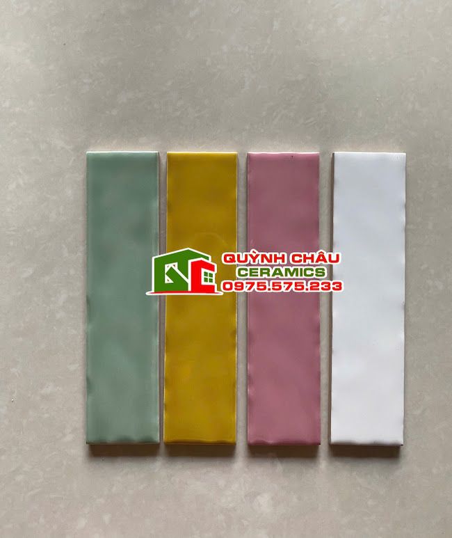 Gạch thẻ gợn sóng 5x20 bóng màu xanh ngọc