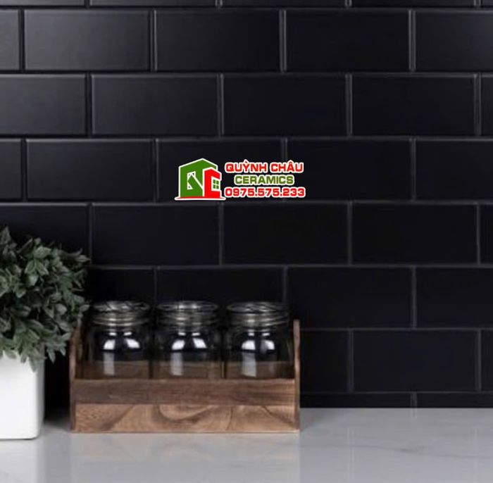 Gạch thẻ đen mờ 75x150 vát cạnh