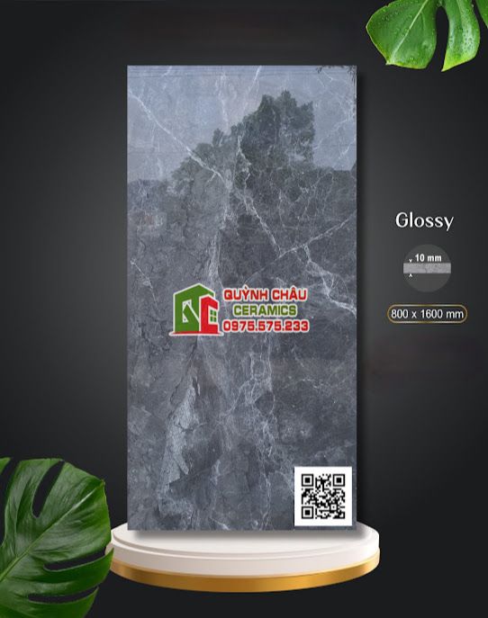 Gạch Apodio ốp lát 80x160 vân màu xám đậm bóng vi tinh 5272