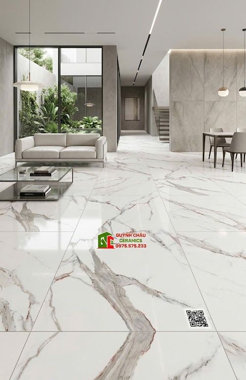 Gạch bóng kính 60x120 vân đá Marble xám khói nâu đỏ