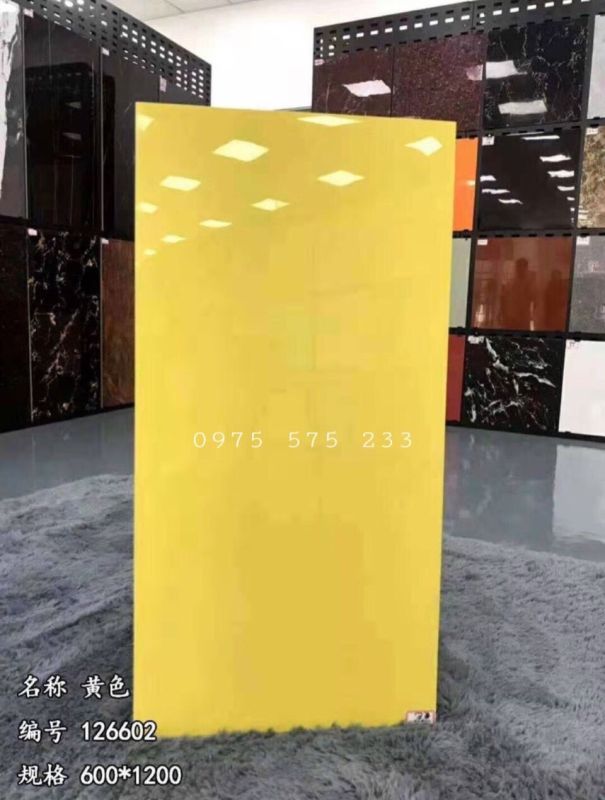Gạch nhập khẩu 60x120 màu vàng trơn đẹp tinh tế bóng kiếng