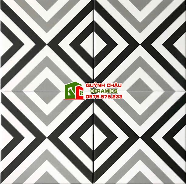 Gạch bông 20x20 hoạ tiết đen phối xám