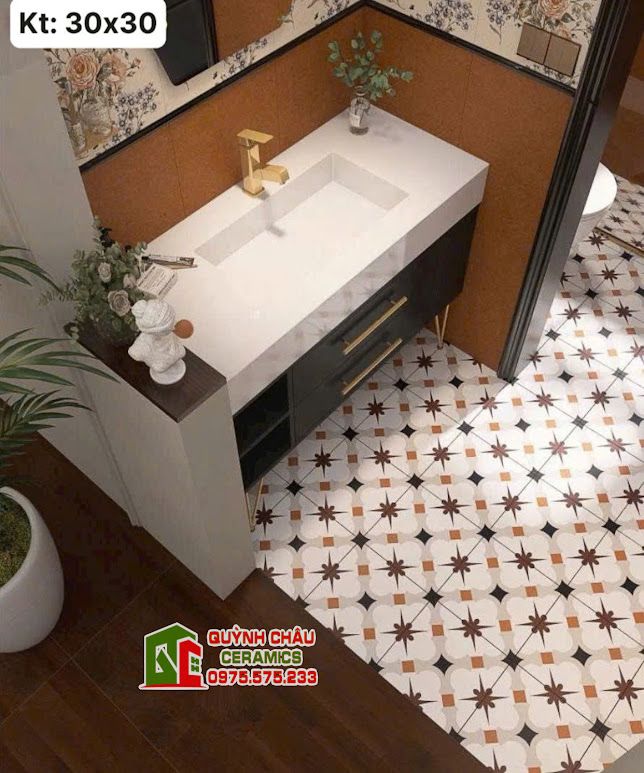 Gạch 30x30 bông hoa văn giả cổ