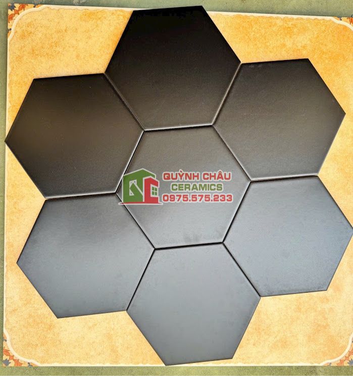 Gạch lục giác màu đen mờ đơn sắc