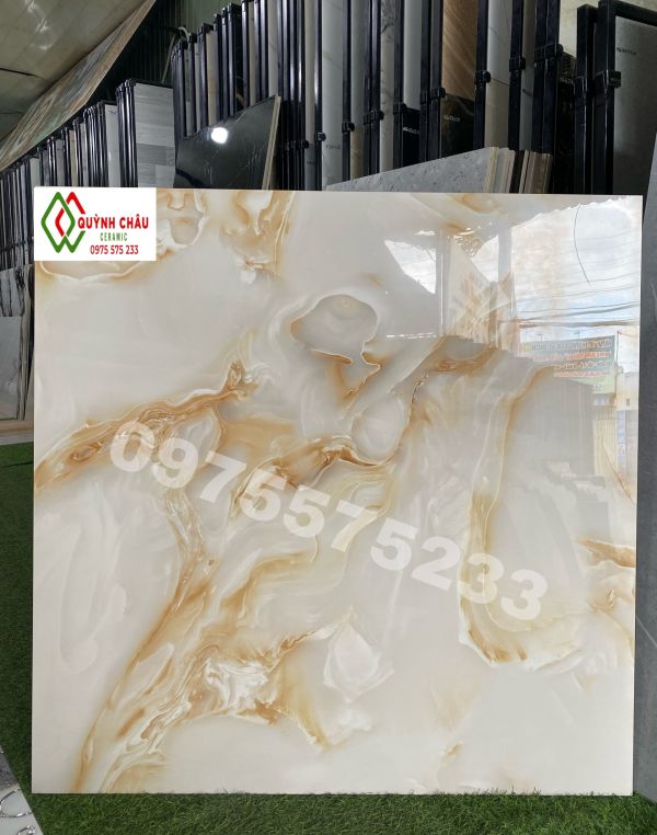 Gạch lát nền 100x100 vân vàng đá đồng chất chống trầy xước tốt