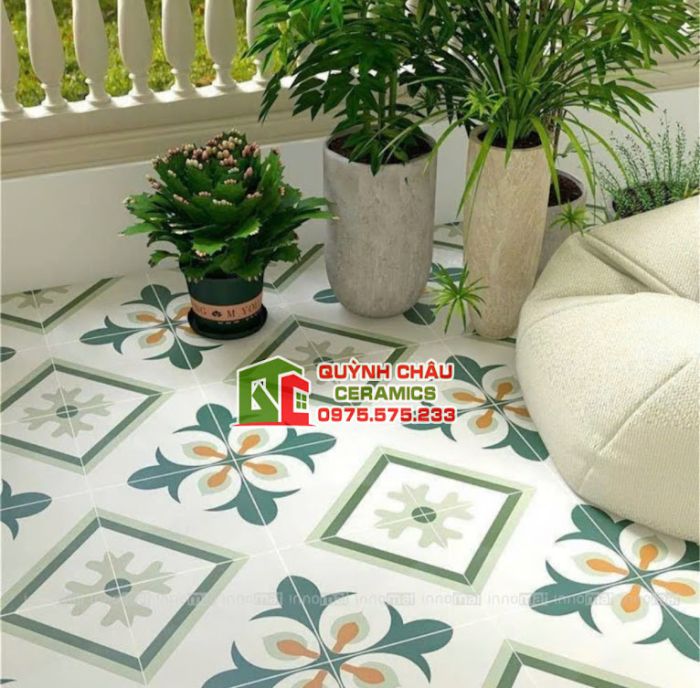 Gạch bông hoa văn xanh lát nền 30x30 trung quốc