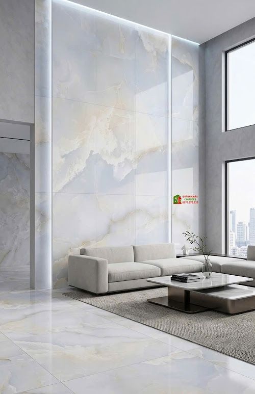 Gạch ấn độ 60x120 vân đá Onyx trắng ngọc sang trọng