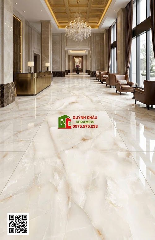 Gạch lát nền ấn độ 60x120 Onyx kem vân đá sang trọng