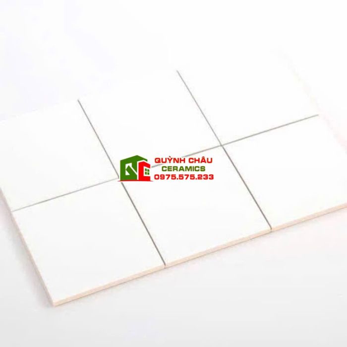 Gạch thẻ 20x20cm men màu trắng mờ