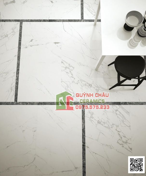 Gạch khổ lớn 75x150 Italia bóng trắng vân nhập khẩu Ý