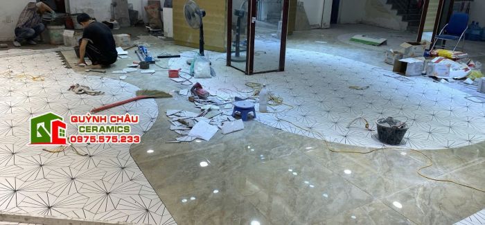 Gạch lục giác 200x230 bông trang trí sang trọng 