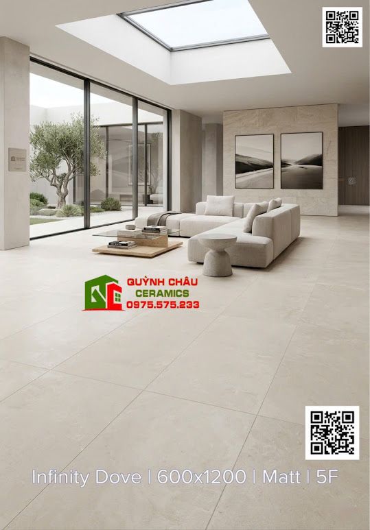 Gạch ốp lát 60x120cm đá mờ màu kem nhạt ấn độ