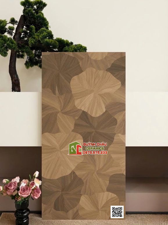 Gạch giả gỗ hoạ tiết lá sen 60x120cm