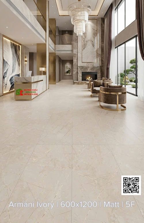 Gạch lát nền ấn độ 60x120 mờ vàng kem nhạt vân đá Marble