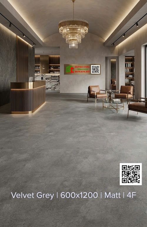 Gạch lát nền ấn độ 60x120 bề mặt mờ màu xám bê tông đậm