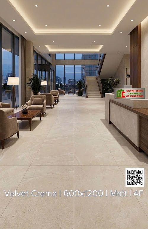 Gạch lát nền ấn độ 60x120 bề mặt mờ màu kem