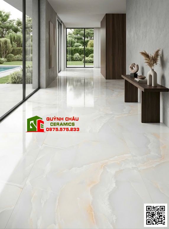 Gạch lát nền 80x160 kem vân Onyx đẹp bóng kiếng