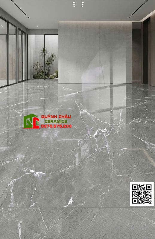 Gạch khổ lớn 80x160 vân dá Marble màu xám đậm