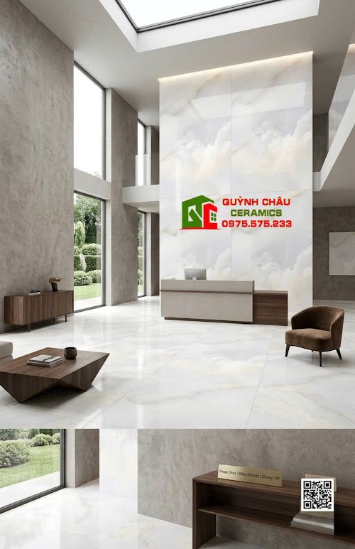 Gạch ấn độ 80x160cm Onyx vân đá cẩm thạch kem vân mây