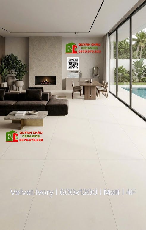 Gạch lát nền mờ trắng kem 60x120 ấn độ cao cấp