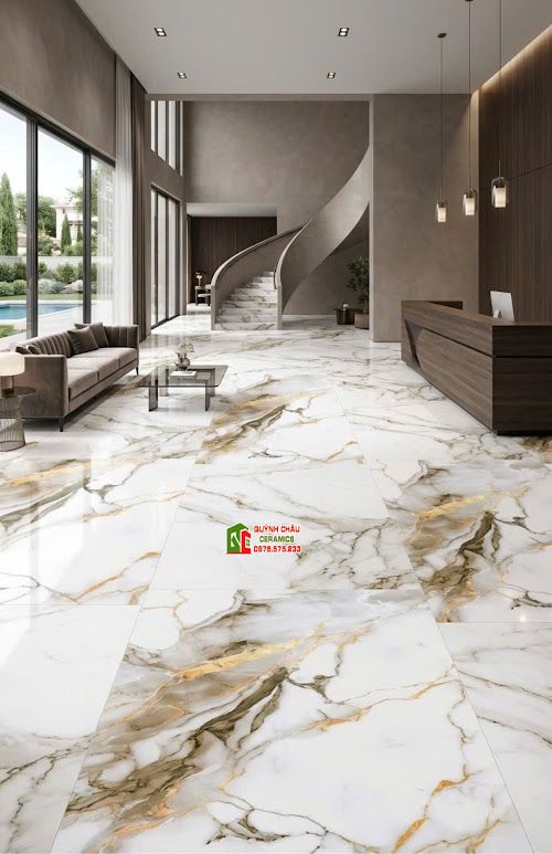 Gạch ốp lát ấn độ 60x120 vân đá trắng vân vàng sang trọng