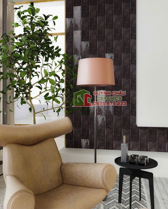 Gạch thẻ gợn sóng 10x30 màu xám cổ hiệu ứng