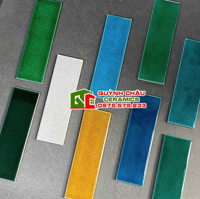Gạch thẻ xanh lá men rạn 6x20 trang trí